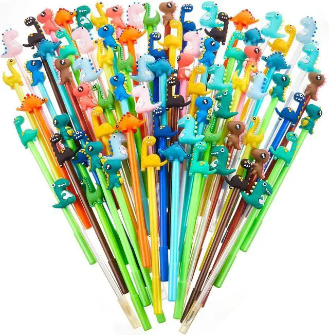 Main image of Marspark 80 Pcs Cute Pens Bulk Cartoon Dinosaur Pens for Kids Black Ink Cool Pencils for Kid Assorted Style Cartoon Rollerball Novelty Stationery Office Back to School Gifts Student Prizes