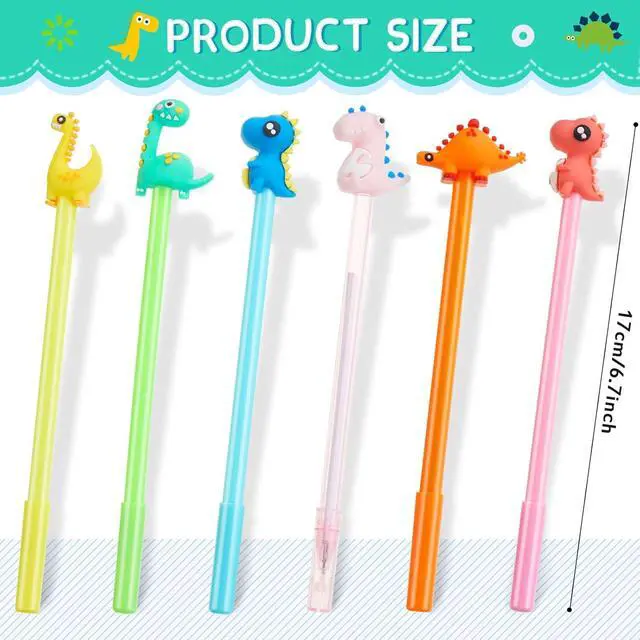 Alt view image 2 of 6 - Marspark 80 Pcs Cute Pens Bulk Cartoon Dinosaur Pens for Kids Black Ink Cool Pencils for Kid Assorted Style Cartoon Rollerball Novelty Stationery Office Back to School Gifts Student Prizes