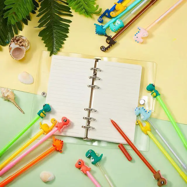 Alt view image 6 of 6 - Marspark 80 Pcs Cute Pens Bulk Cartoon Dinosaur Pens for Kids Black Ink Cool Pencils for Kid Assorted Style Cartoon Rollerball Novelty Stationery Office Back to School Gifts Student Prizes