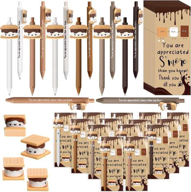 Main image of Sayglossy 72 Sets Smores Gifts Bulk End of Year Gifts for Student Inspirational Marshmallow Pens Tags Thank You Party for Teacher Nurse Team Staff Employees Coworkers Groups Office