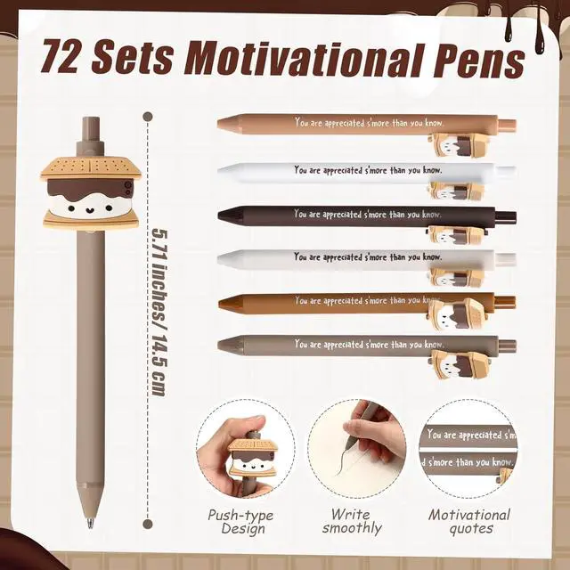 Alt view image 2 of 6 - Sayglossy 72 Sets Smores Gifts Bulk End of Year Gifts for Student Inspirational Marshmallow Pens Tags Thank You Party for Teacher Nurse Team Staff Employees Coworkers Groups Office