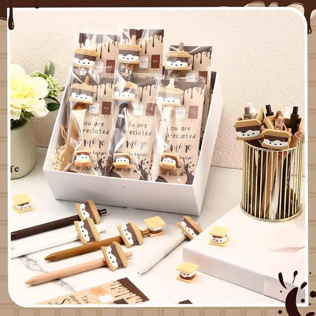 Alt view image 4 of 6 - Sayglossy 72 Sets Smores Gifts Bulk End of Year Gifts for Student Inspirational Marshmallow Pens Tags Thank You Party for Teacher Nurse Team Staff Employees Coworkers Groups Office
