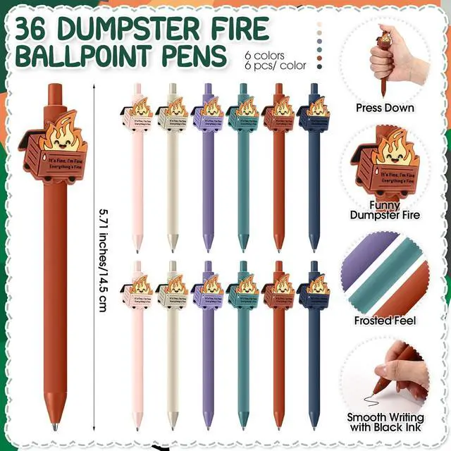 Alt view image 2 of 7 - Sayglossy 36 Sets CNA Week Gifts Dumpster Fire Response Team Funny Ballpoint Pens Acrylic Keychains Bookmarks EMS Week Gifts for Volunteer Nurse Teacher Office Employee Team Graduation
