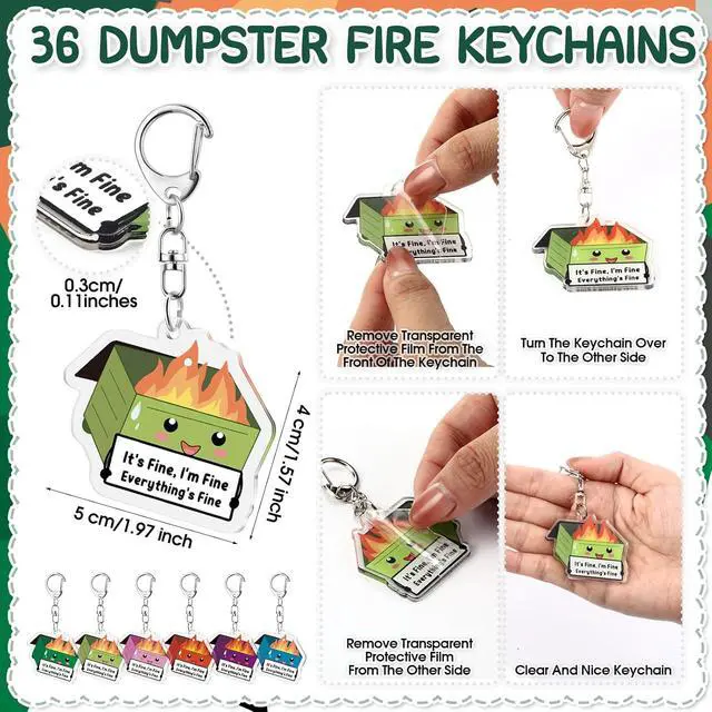 Alt view image 4 of 7 - Sayglossy 36 Sets CNA Week Gifts Dumpster Fire Response Team Funny Ballpoint Pens Acrylic Keychains Bookmarks EMS Week Gifts for Volunteer Nurse Teacher Office Employee Team Graduation