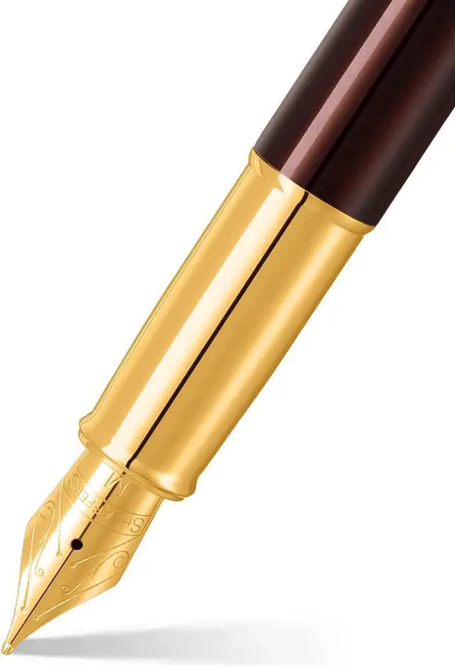 Alt view image 2 of 5 - Sheaffer Gift 100 9370 Fountain Pen Glossy Coffee Brown with PVD Gold tone Trim | Fountain Pen Medium Nib | Premium Pen Gift Set