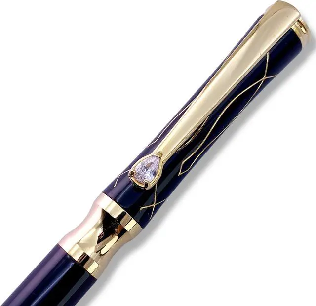 Main image of LACHIEVA LUX Black Elegant Crystal Executive Metal Ballpoint Pen with German-made P900M Refills, Luxury and High end Writing Instruments for women-Black