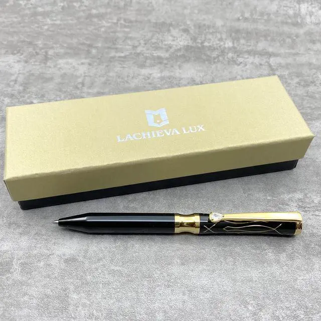 Alt view image 3 of 7 - LACHIEVA LUX Black Elegant Crystal Executive Metal Ballpoint Pen with German-made P900M Refills, Luxury and High end Writing Instruments for women-Black