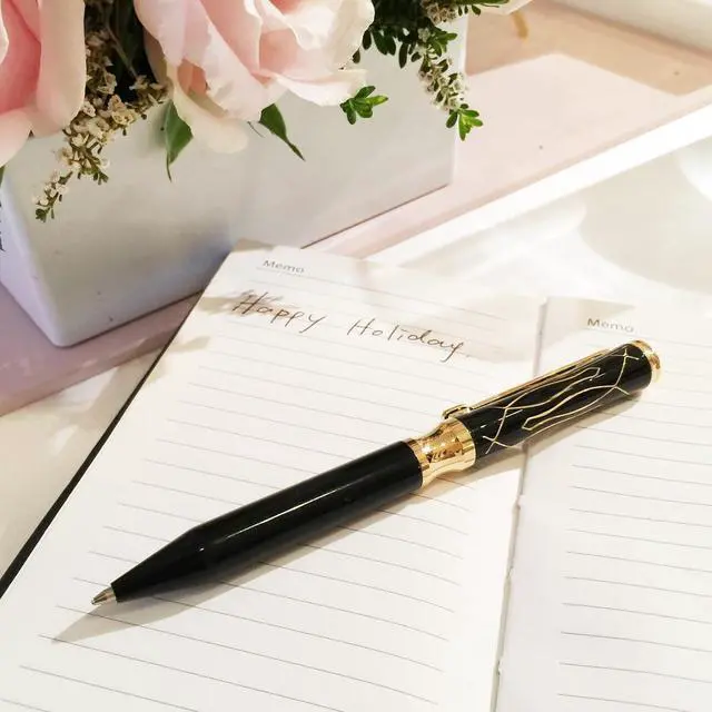 Alt view image 4 of 7 - LACHIEVA LUX Black Elegant Crystal Executive Metal Ballpoint Pen with German-made P900M Refills, Luxury and High end Writing Instruments for women-Black