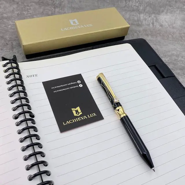 Alt view image 7 of 7 - LACHIEVA LUX Black Elegant Crystal Executive Metal Ballpoint Pen with German-made P900M Refills, Luxury and High end Writing Instruments for women-Black