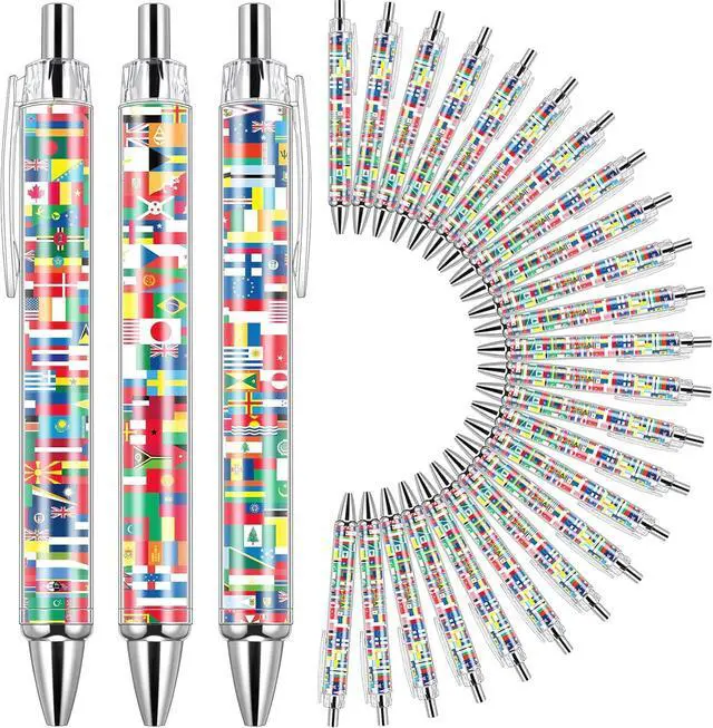 Main image of 50 Pcs 2026 Soccer International Flag Pens Around The World Party Favors Multicultural Country Flags Ballpoint Pens Bulk Gifts for Students School Classroom Employees Coworkers Team Staff