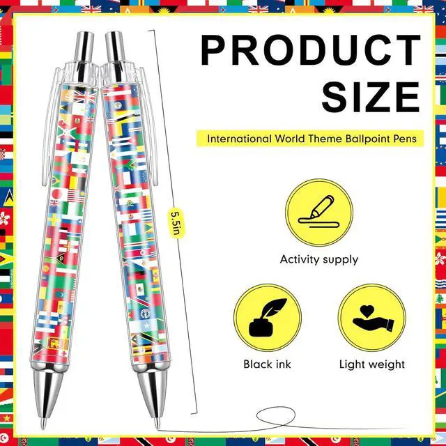 Alt view image 2 of 3 - 50 Pcs 2026 Soccer International Flag Pens Around The World Party Favors Multicultural Country Flags Ballpoint Pens Bulk Gifts for Students School Classroom Employees Coworkers Team Staff