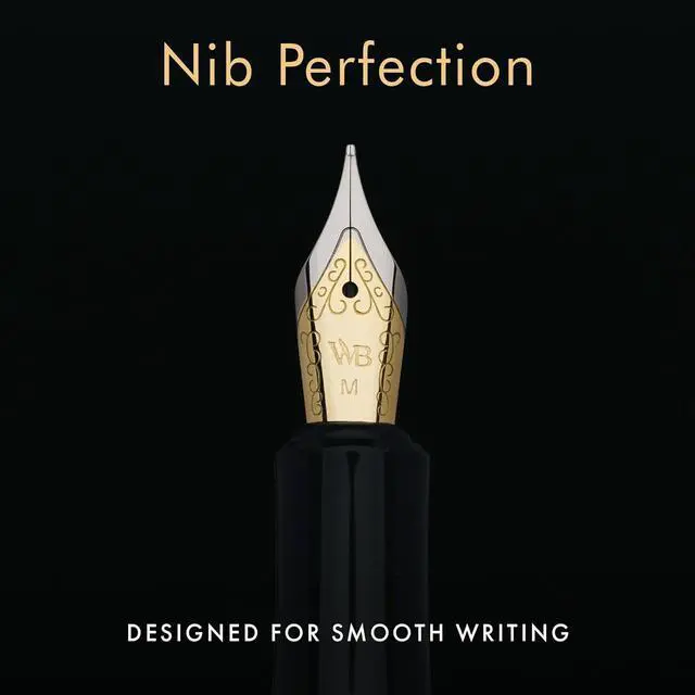 Alt view image 3 of 5 - Wordsworth and Black Fountain Pen Mini EDC: Luxury Black Heavy Pocket Pen, Gold Finish, Medium Nib, 6 Ink Cartridges, Ink Converter, Travel Refillable Writing Pen Gift Set, Men & Women