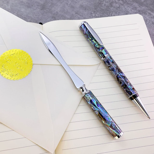 Alt view image 3 of 6 - LACHIEVA LUX Luxury Abalone Shell Ballpoint Pen & Letter Opener Set, Elegant Gift for Men & Women, Great for Christmas and Special Occasions