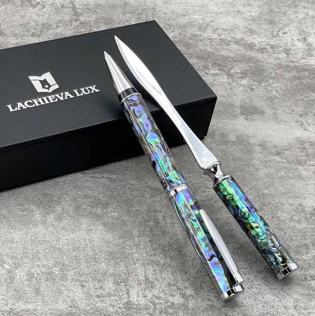 Alt view image 2 of 6 - LACHIEVA LUX Luxury Abalone Shell Ballpoint Pen & Letter Opener Set, Elegant Gift for Men & Women, Great for Christmas and Special Occasions