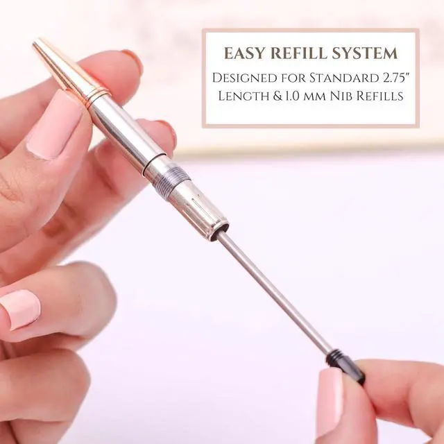 Alt view image 6 of 7 - Veway - Luxury Pens for Women, 5 Glitter Rose Gold Writing Pens, Exclusive Pen Sets for Women Gift, Refillable Ballpoint Gift Set for Teachers, Executives & Special Occasions