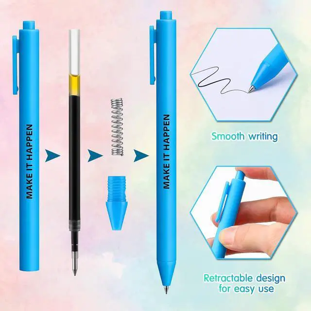 Alt view image 3 of 7 - Epakh 50 Pcs Funny Ballpoint Pens Bulk, Funny Pens for Work with Sayings Complain Inspirational Optimisti Motivational Quotes Gifts for Office School, Black Ink(Inspirational,Macaron Color)