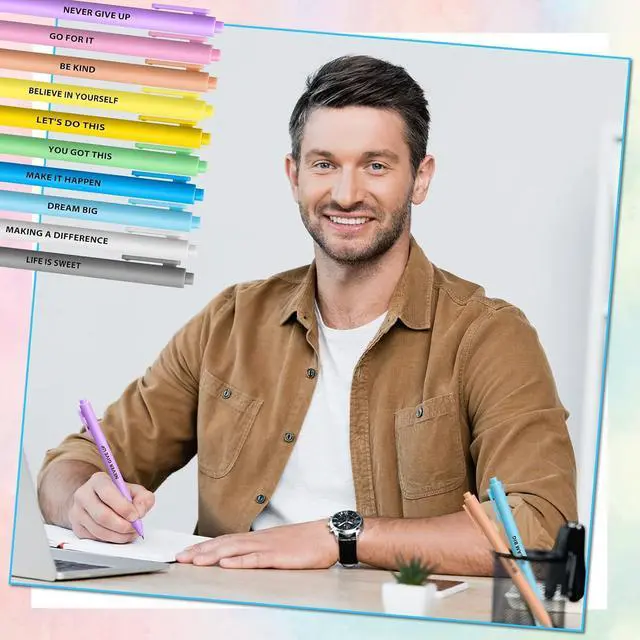 Alt view image 4 of 7 - Epakh 50 Pcs Funny Ballpoint Pens Bulk, Funny Pens for Work with Sayings Complain Inspirational Optimisti Motivational Quotes Gifts for Office School, Black Ink(Inspirational,Macaron Color)