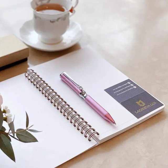 Alt view image 4 of 6 - LACHIEVA LUX Nice Elegant Crystal Executive Metal Ballpoint Pen with German-made Refills, Luxury High end Writing Instruments for women-pink