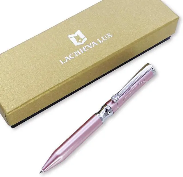 Alt view image 3 of 6 - LACHIEVA LUX Nice Elegant Crystal Executive Metal Ballpoint Pen with German-made Refills, Luxury High end Writing Instruments for women-pink