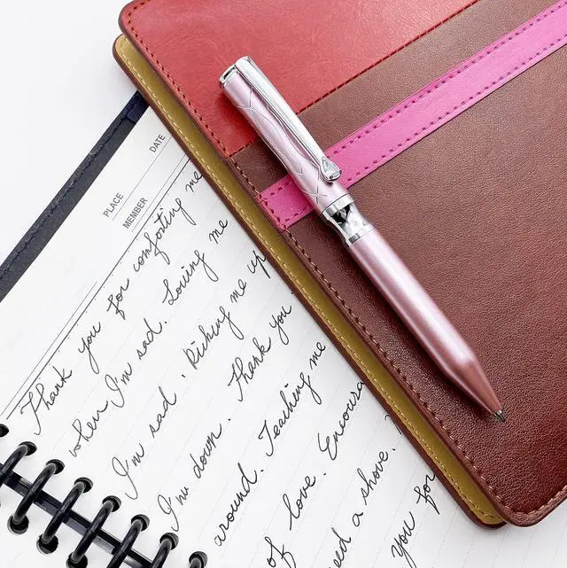 Alt view image 6 of 6 - LACHIEVA LUX Nice Elegant Crystal Executive Metal Ballpoint Pen with German-made Refills, Luxury High end Writing Instruments for women-pink