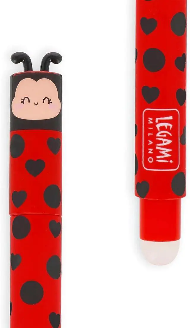 Alt view image 4 of 7 - LEGAMI - Set of 15 Erasable Gel Pens with Thermosensitive Erase Ink, Range of ink colours & barrel designs, 0.7mm Tip, Animal Designs, Ladybug, Monster, Tiger, and Farmyard
