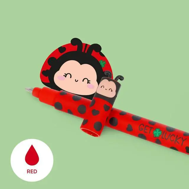 Alt view image 3 of 7 - LEGAMI - Set of 15 Erasable Gel Pens with Thermosensitive Erase Ink, Range of ink colours & barrel designs, 0.7mm Tip, Animal Designs, Ladybug, Monster, Tiger, and Farmyard