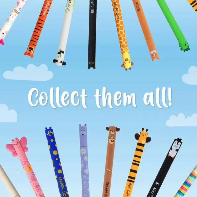 Alt view image 7 of 7 - LEGAMI - Set of 15 Erasable Gel Pens with Thermosensitive Erase Ink, Range of ink colours & barrel designs, 0.7mm Tip, Animal Designs, Ladybug, Monster, Tiger, and Farmyard