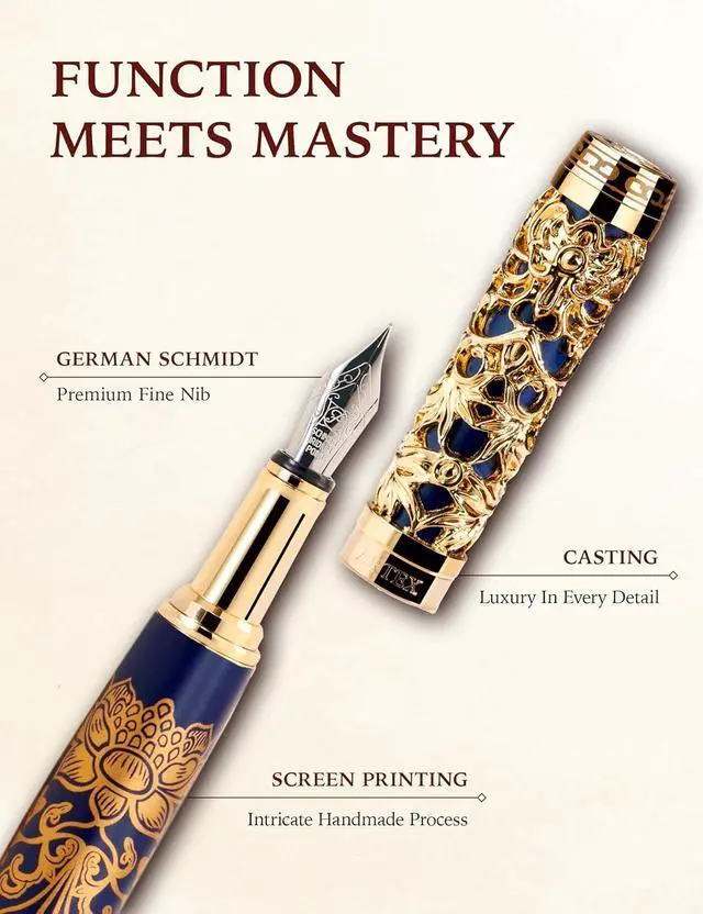 Alt view image 5 of 7 - ARTEX Luxury Fountain Pen - Museum Art Collections - Crafting Timeless Beauty - the Best Gift & Office Desk Decor, German SCHMIDT Fine Nib, Solid Metal