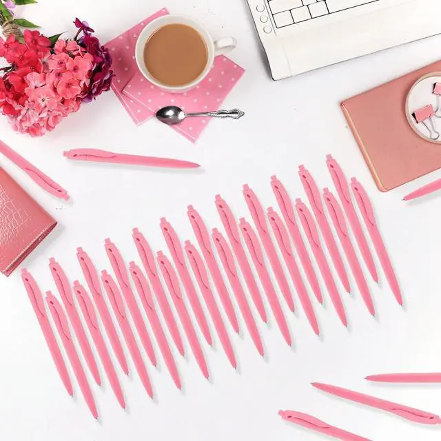Alt view image 3 of 6 - Aozora Pens Bulk 80 Pack Click Pens No Bleed,Wholesale Retractable Ballpoint Pens Medium Point,Smooth Ink Pens for Journaling School Office Supplies 1.0MM (Pink Ink)