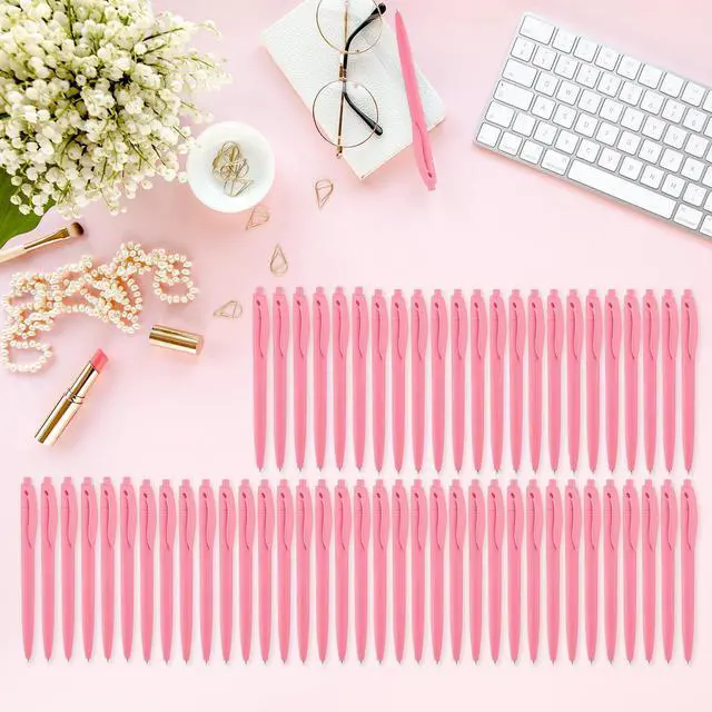 Alt view image 5 of 6 - Aozora Pens Bulk 80 Pack Click Pens No Bleed,Wholesale Retractable Ballpoint Pens Medium Point,Smooth Ink Pens for Journaling School Office Supplies 1.0MM (Pink Ink)