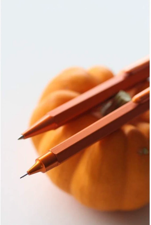 Alt view image 6 of 6 - RHODIA 9388C - Script Refillable Ballpoint Pen Hexagonal Brushed Aluminium Body - Orange - 0.7 mm High Precision Retractable Ball Point, Black Ink - Script Collection