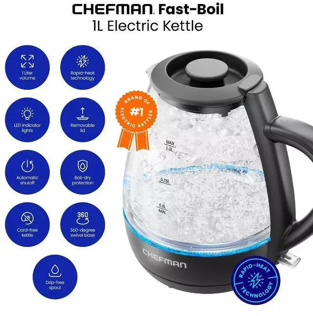 Alt view image 2 of 6 - 1L Rapid-Boil Kettle with Automatic Shutoff