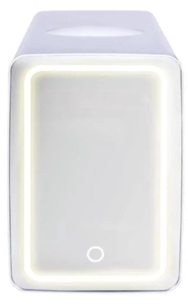 Main image of 9 Can Mini Beauty Lighted Mirror Fridge - Compact Countertop Refrigerator for Skincare