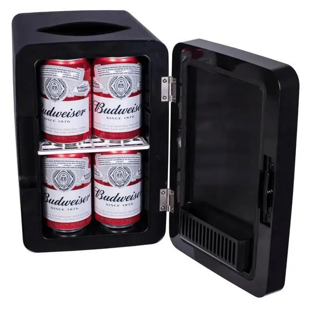 Alt view image 2 of 7 - 9 Can Mini Beauty Lighted Mirror Fridge - Compact Countertop Refrigerator for Skincare