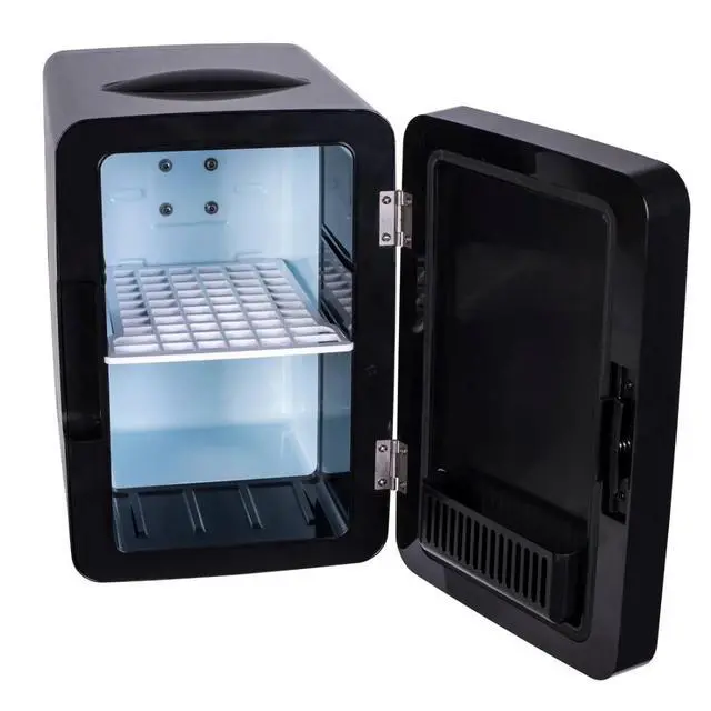 Alt view image 5 of 7 - 9 Can Mini Beauty Lighted Mirror Fridge - Compact Countertop Refrigerator for Skincare