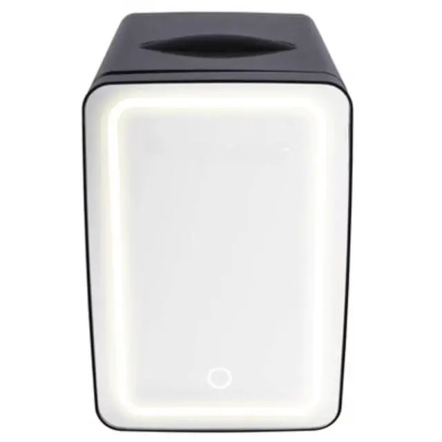 Alt view image 7 of 7 - 9 Can Mini Beauty Lighted Mirror Fridge - Compact Countertop Refrigerator for Skincare