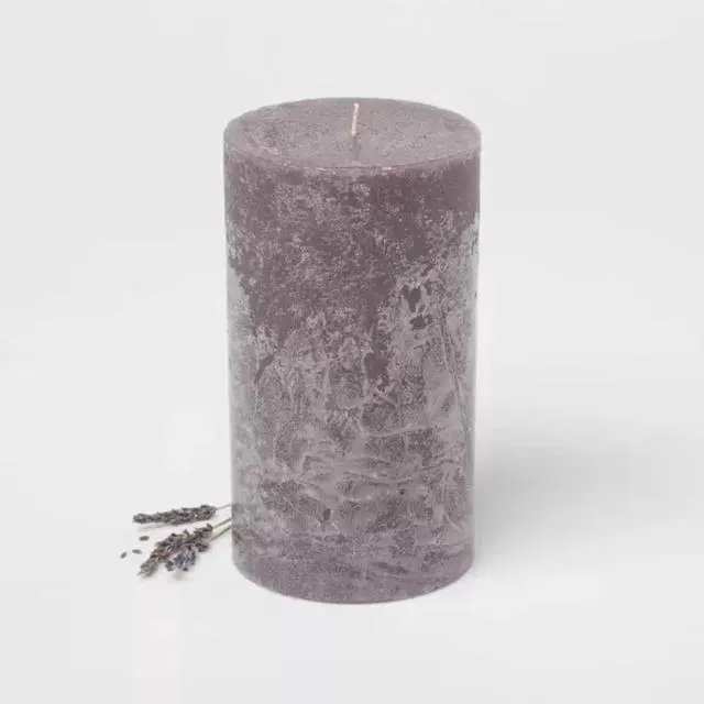 Alt view image 2 of 2 - 7" x 4" Pillar Candle Charcoal and Black Teak
