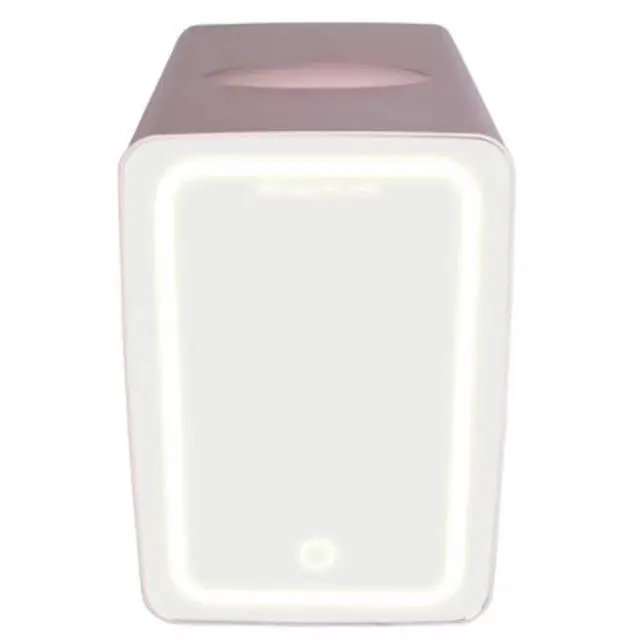 Alt view image 7 of 7 - 9 Can Mini Beauty Lighted Mirror Fridge - Compact Countertop Refrigerator for Skincare