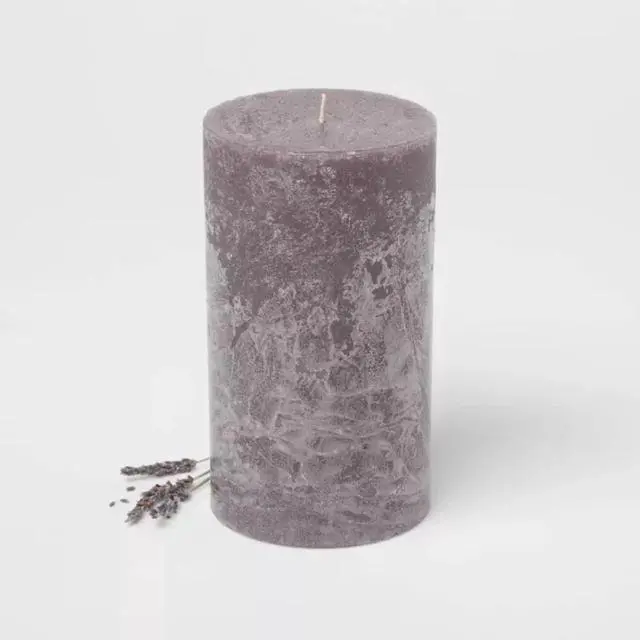 Alt view image 2 of 2 - 7" x 4" Pillar Candle Charcoal and Black Teak