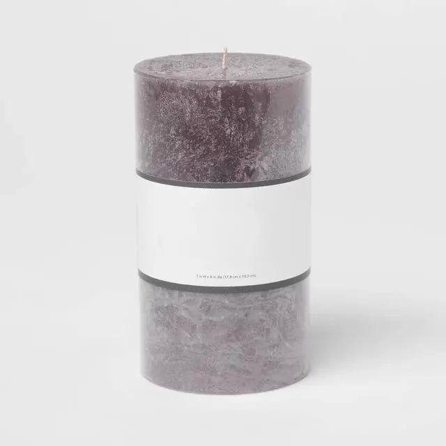 Main image of 7" x 4" Pillar Candle Charcoal and Black Teak