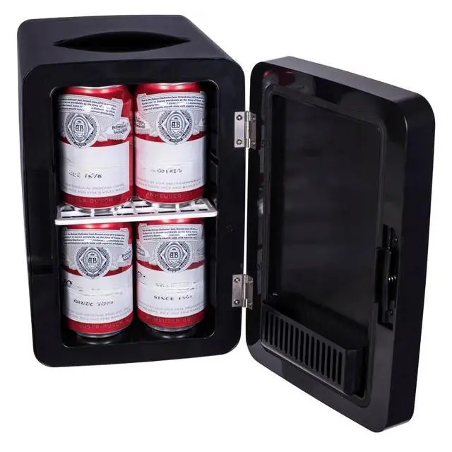 Alt view image 2 of 7 - 9 Can Mini Beauty Lighted Mirror Fridge - Compact Countertop Refrigerator for Skincare