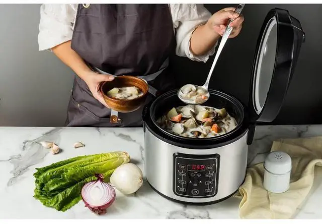 Alt view image 2 of 7 - 20 Cup Digital Multicooker & Rice Cooker - Stainless Steel, 5 Settings, Auto Keep Warm, Nonstick, 700W