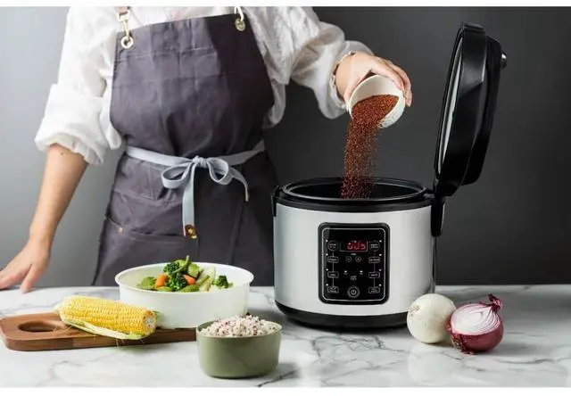 Alt view image 3 of 7 - 20 Cup Digital Multicooker & Rice Cooker - Stainless Steel, 5 Settings, Auto Keep Warm, Nonstick, 700W