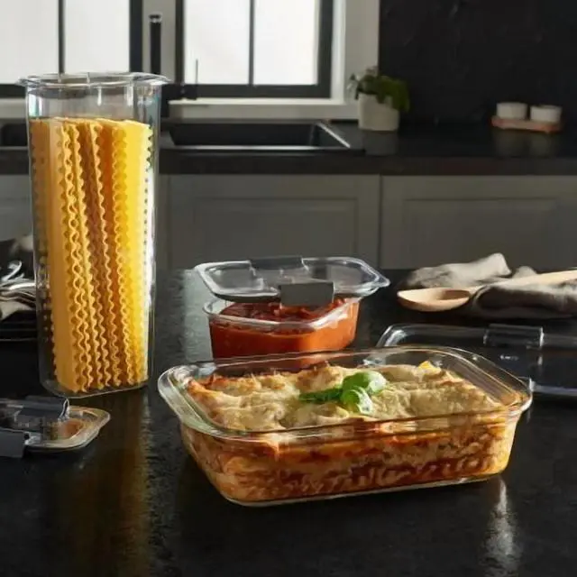 Alt view image 3 of 4 - 10pc Brilliance Glass Food Storage Set: Glass Containers with Lids, Oven & Microwave Safe, Dishwasher Safe