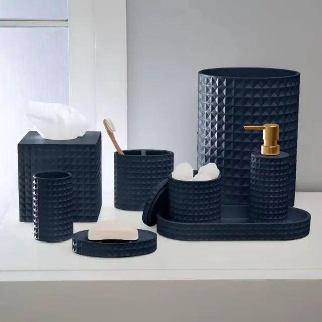 Alt view image 2 of 6 - Moda at Home Braemar Resin Bathroom Wastebin Blue