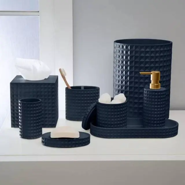 Alt view image 5 of 6 - Moda at Home Braemar Resin Bathroom Wastebin Blue