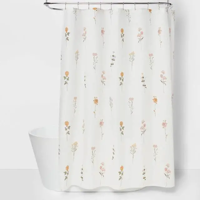 Main image of Climbing Floral Shower Curtain Pink