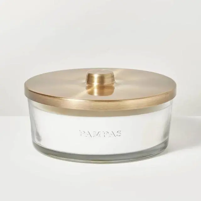 Main image of 5-Wick Clear Glass Pampas Knob-Lid Jar Candle 28oz