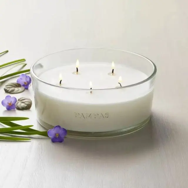 Alt view image 2 of 3 - 5-Wick Clear Glass Pampas Knob-Lid Jar Candle 28oz
