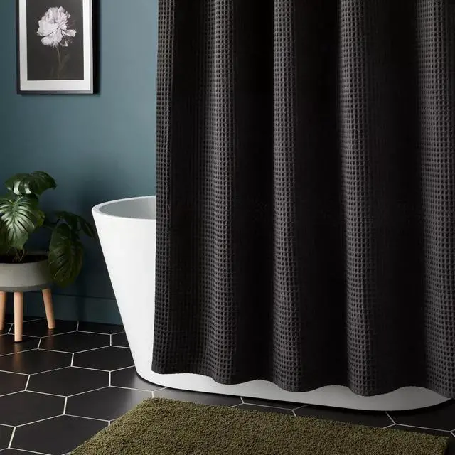 Alt view image 2 of 4 - Waffle Weave Shower Curtain-Durable fabric for long-lasting use